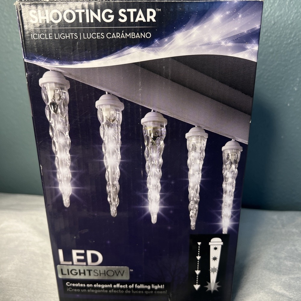 Gemmy Lightshow Shooting Star White LED Icicle Christmas Light 10 Count Set